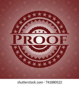 Proof badge with red background