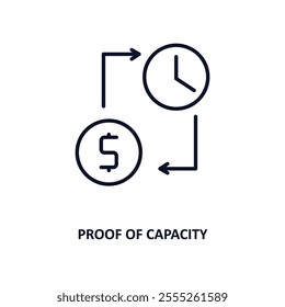 proof of capacity outline icon.  Thin line icon from cryptocurrency collection. Editable vector isolated on white background