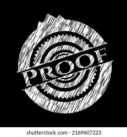 Emblema de tiza probada escrito en una pizarra. Ilustración vectorial. Detallado. 