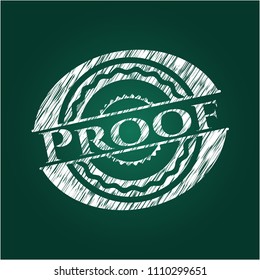  Proof chalkboard emblem on black board