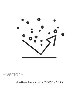 proof dust icon, protect surface from sand, resistant property, thin line symbol - editable stroke vector illustration