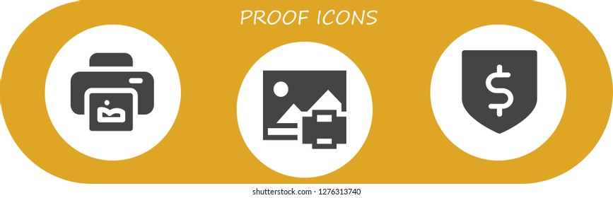  proof icon set. 3 filled proof icons. Simple modern icons about  - Print, Protection