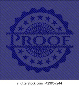 Proof jean or denim emblem or badge background