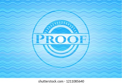 Proof light blue water wave emblem.