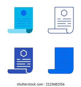 Proof of ownership icon set in flat and line style. Certificate document symbol. Vector illustration.
