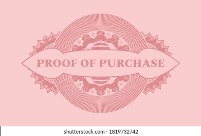 prueba de texto de compra dentro del emblema de trazo rosado. Color rosa delicado fondo. Ilustración vectorial. 
