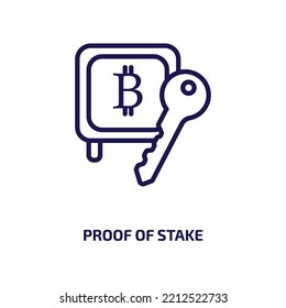 proof of stake icon from cryptocurrency collection. Thin linear proof of stake, currency, business outline icon isolated on white background. Line vector proof of stake sign, symbol for web and mobile