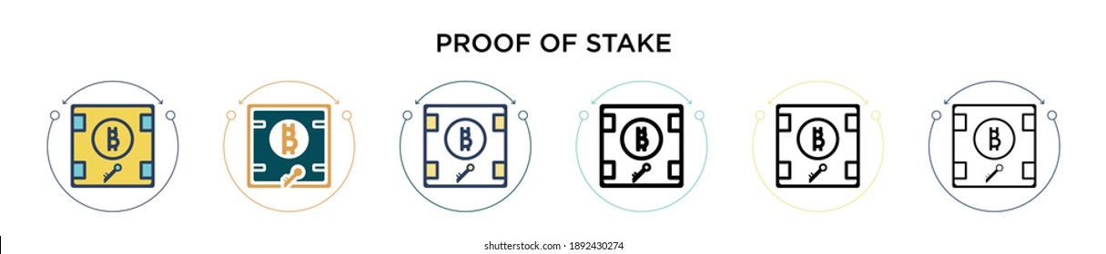 Proof of stake icon in filled, thin line, outline and stroke style. Vector illustration of two colored and black proof of stake vector icons designs can be used for mobile, ui, web