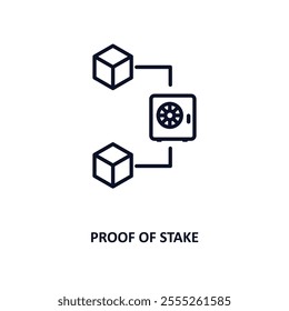 proof of stake outline icon.  Thin line icon from cryptocurrency collection. Editable vector isolated on white background