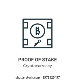 Proof of stake outline vector icon. Thin line black proof of stake icon, flat vector simple element illustration from editable cryptocurrency concept isolated on white background