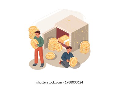 Proof of Stake (POS) Illustration concept. Flat illustration isolated on white background.