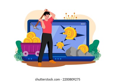 Proof Of Work (Pow) Illustration concept on white background