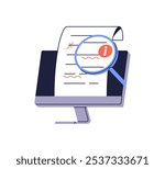Proofreading digital document, text correction. Searching for spelling mistakes, checking, editing, correcting grammar with online service. Flat vector illustration isolated on white background
