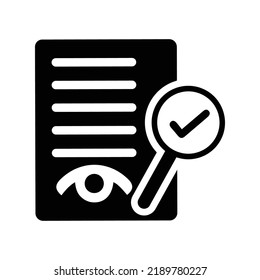 Proofreading icon. Black vector graphics.