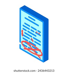 proofreading text technical writer isometric icon vector. proofreading text technical writer sign. isolated symbol illustration