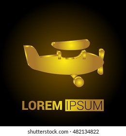 Prop Plane 3D Golden Metallic Premium Royal Corporate Logo / Icon