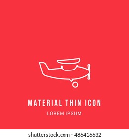 Prop Plane Bright red material designed line thin flat icon / logo