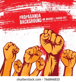 Propaganda Background Style Revolution Fist Raised In The Air. Clenched Fist