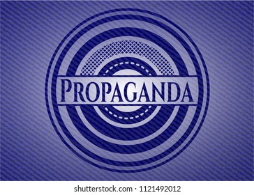 Propaganda badge with denim background