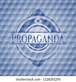 Propaganda blue polygonal emblem.