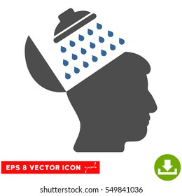 Propaganda Brain Shower EPS vector pictograph. Illustration style is flat iconic bicolor cobalt and gray symbol on white background.