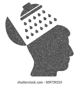 Propaganda Brain Shower grainy textured icon for overlay watermark stamps. Flat symbol with dirty texture. Dotted vector gray ink rubber seal stamp with grunge design on a white background.
