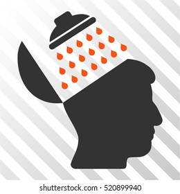 Propaganda Brain Shower vector icon. Illustration style is flat iconic bicolor orange and gray symbol on a hatch transparent background.