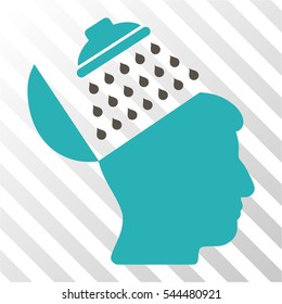 Propaganda Brain Shower vector icon. Illustration style is flat iconic bicolor grey and cyan symbol on a hatched transparent background.