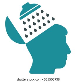 Propaganda Brain Shower vector icon. Style is flat graphic bicolor symbol, soft blue colors, white background.