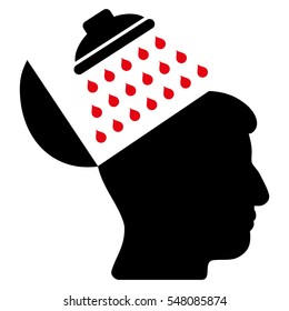 Propaganda Brain Shower vector pictogram. Style is flat graphic bicolor symbol, intensive red and black colors, white background.