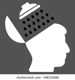 Propaganda Brain Shower vector pictogram. Style is flat graphic bicolor symbol, black and white colors, gray background.