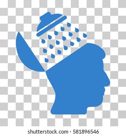 Propaganda Brain Shower vector pictogram. Illustration style is a flat iconic cobalt symbol on a transparent background.