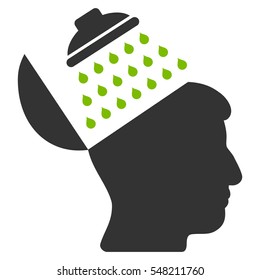 Propaganda Brain Shower vector pictograph. Style is flat graphic bicolor symbol, eco green and gray colors, white background.