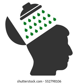 Propaganda Brain Shower vector pictograph. Style is flat graphic bicolor symbol, green and gray colors, white background.