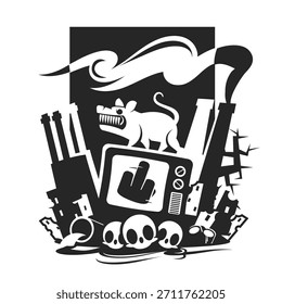 Propaganda by TV and Loudspeaker Vector Illustration