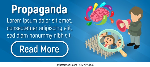 Propaganda concept banner. Isometric banner of propaganda vector concept for web, giftcard and postcard