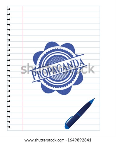 Propaganda drawn with pen strokes. Blue ink. Vector Illustration. Detailed.