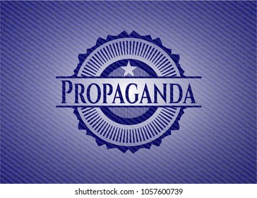 Propaganda emblem with denim high quality background