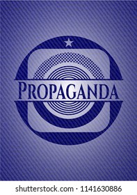 Propaganda emblem with jean background