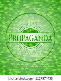 Propaganda green emblem with mosaic background