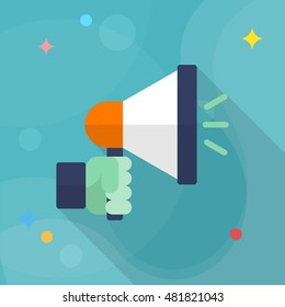 propaganda icon , Vector flat long shadow design.