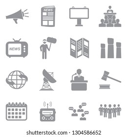 Propaganda Icons. Gray Flat Design. Vector Illustration.