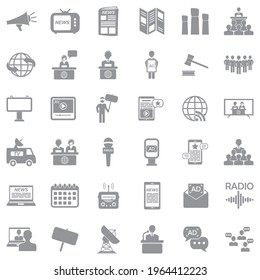 Propaganda Icons. Gray Flat Design. Vector Illustration.