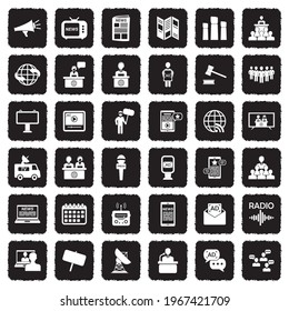 Propaganda Icons. Grunge Black Flat Design. Vector Illustration.