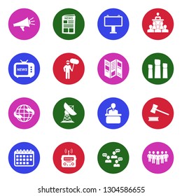 Propaganda Icons. White Flat Design In Circle. Vector Illustration. 