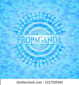 Propaganda light blue emblem with mosaic background