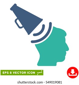 Propaganda Megaphone EPS vector icon. Illustration style is flat iconic bicolor cobalt and cyan symbol on white background.
