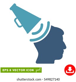 Propaganda Megaphone EPS vector icon. Illustration style is flat iconic bicolor cyan and blue symbol on white background.