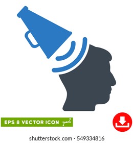 Propaganda Megaphone EPS vector pictogram. Illustration style is flat iconic bicolor smooth blue symbol on white background.