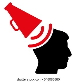 Propaganda Megaphone vector icon. Style is flat graphic bicolor symbol, intensive red and black colors, white background.